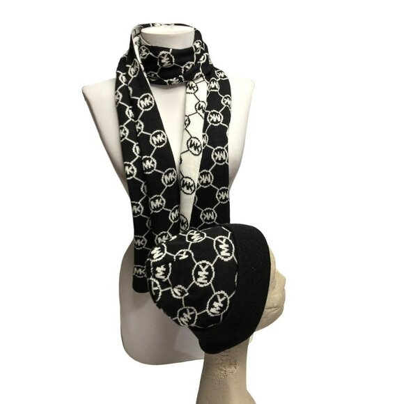 MICHAEL KORS SIGNATURE SETS OF SCARF‎ AND BEANIE HAT NEW IN BOX - Picture 1 of 12